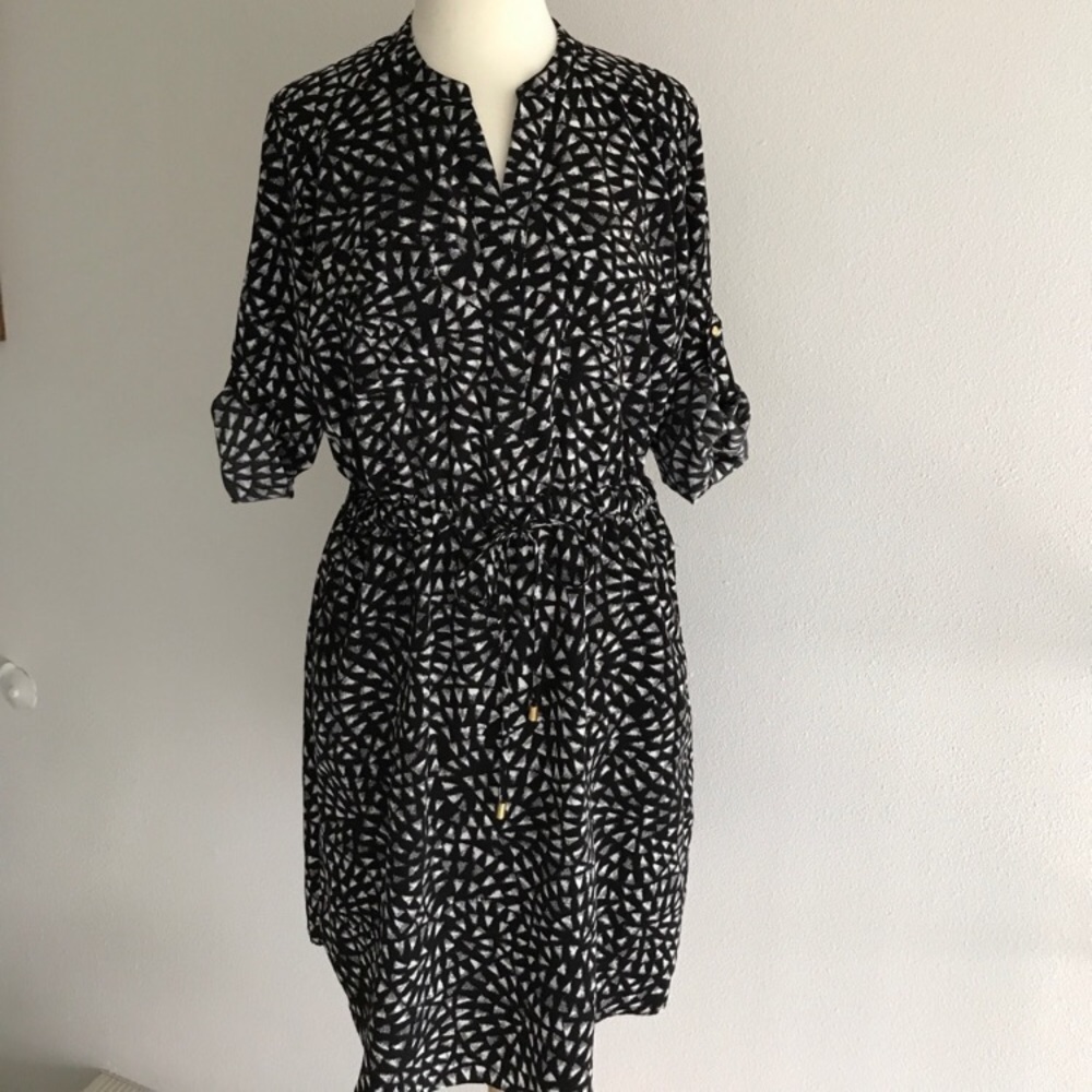 Elastic-Waist Shirt Dress
